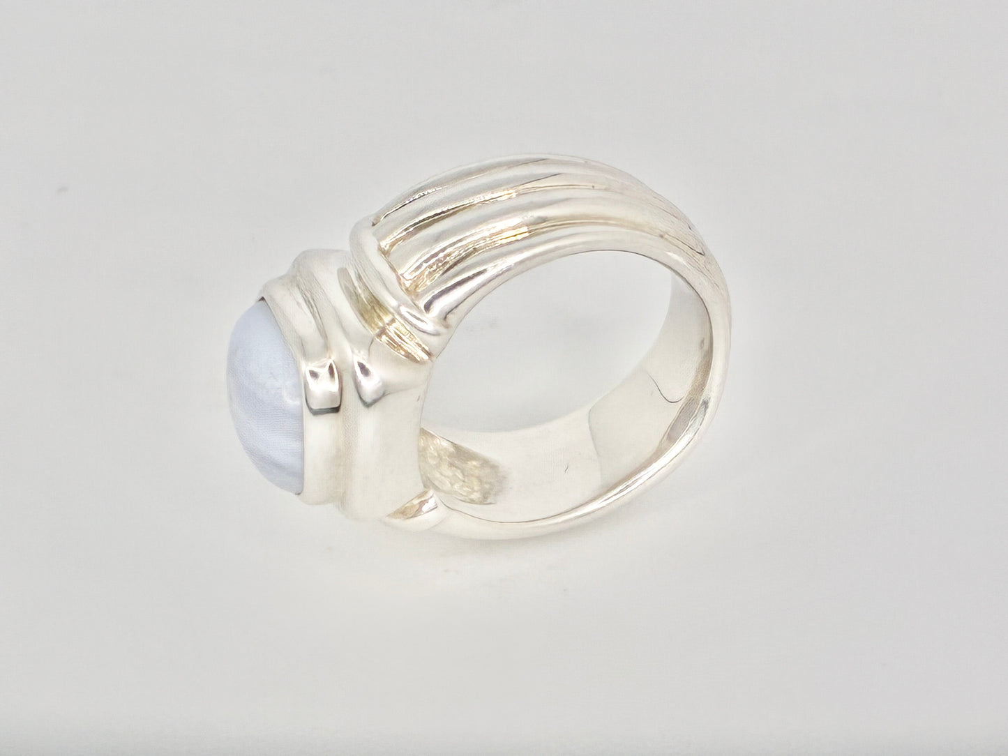 J. Esposito Sterling Silver Ring with Natural Blue Lace Agate — Size 7