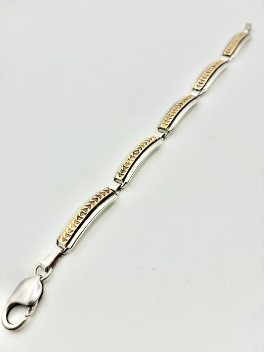 M.M. Rogers 14K & Sterling Silver Link Bracelet – 7”