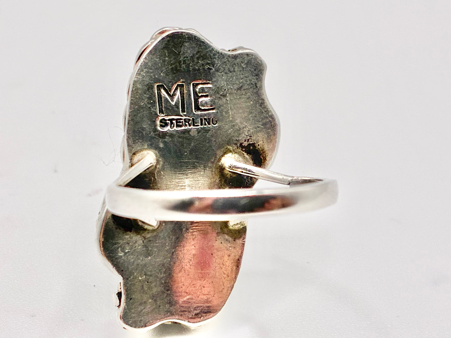 ME Sterling Silver Black Cabochon Statement Ring Size 6