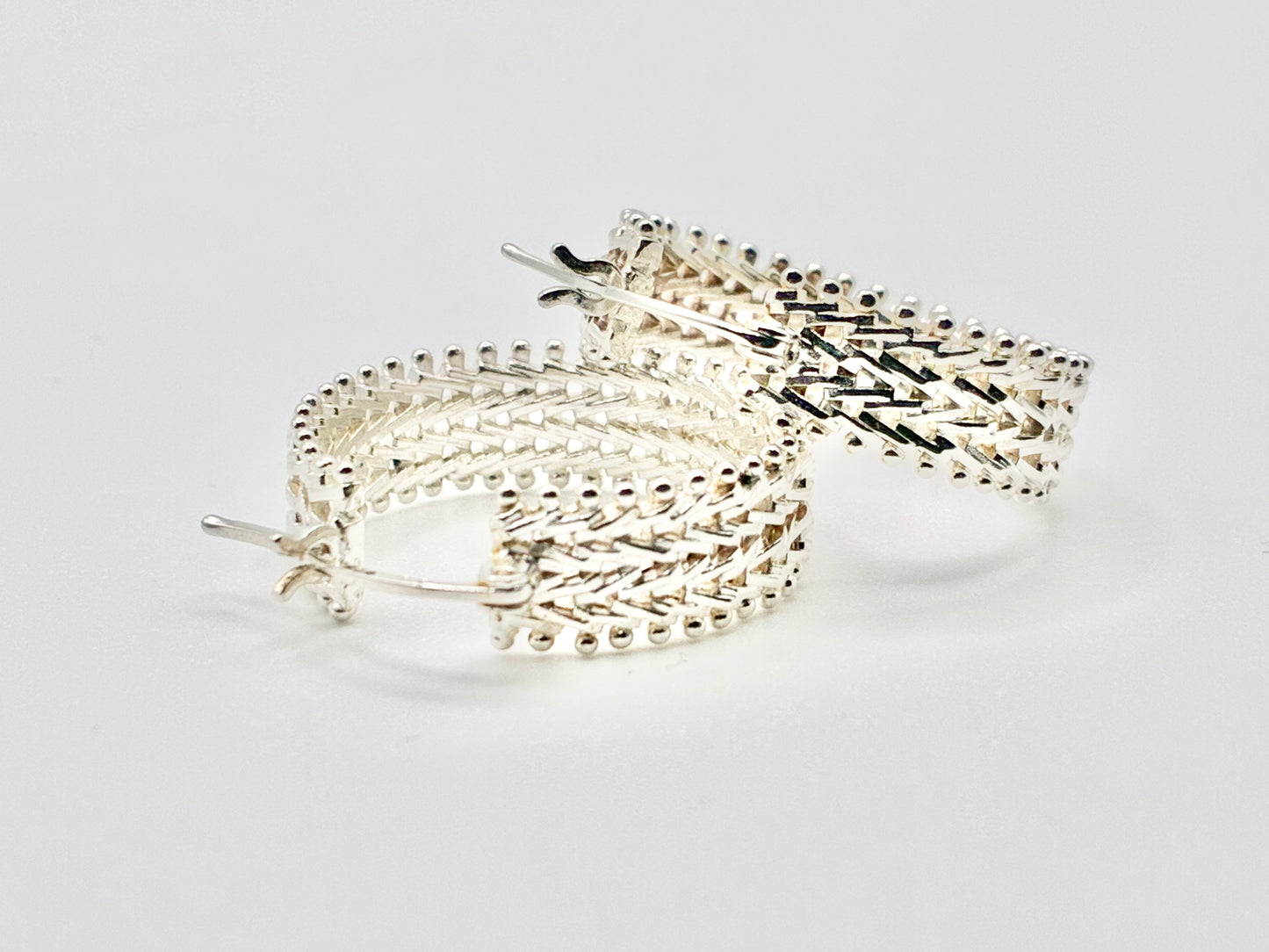 Woven Hoop Sterling Silver 925 Earrings