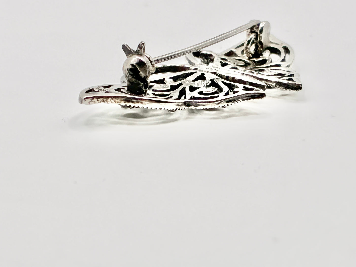 Sterling Silver Butterfly Brooch – Openwork Filigree with Marcasite Detail