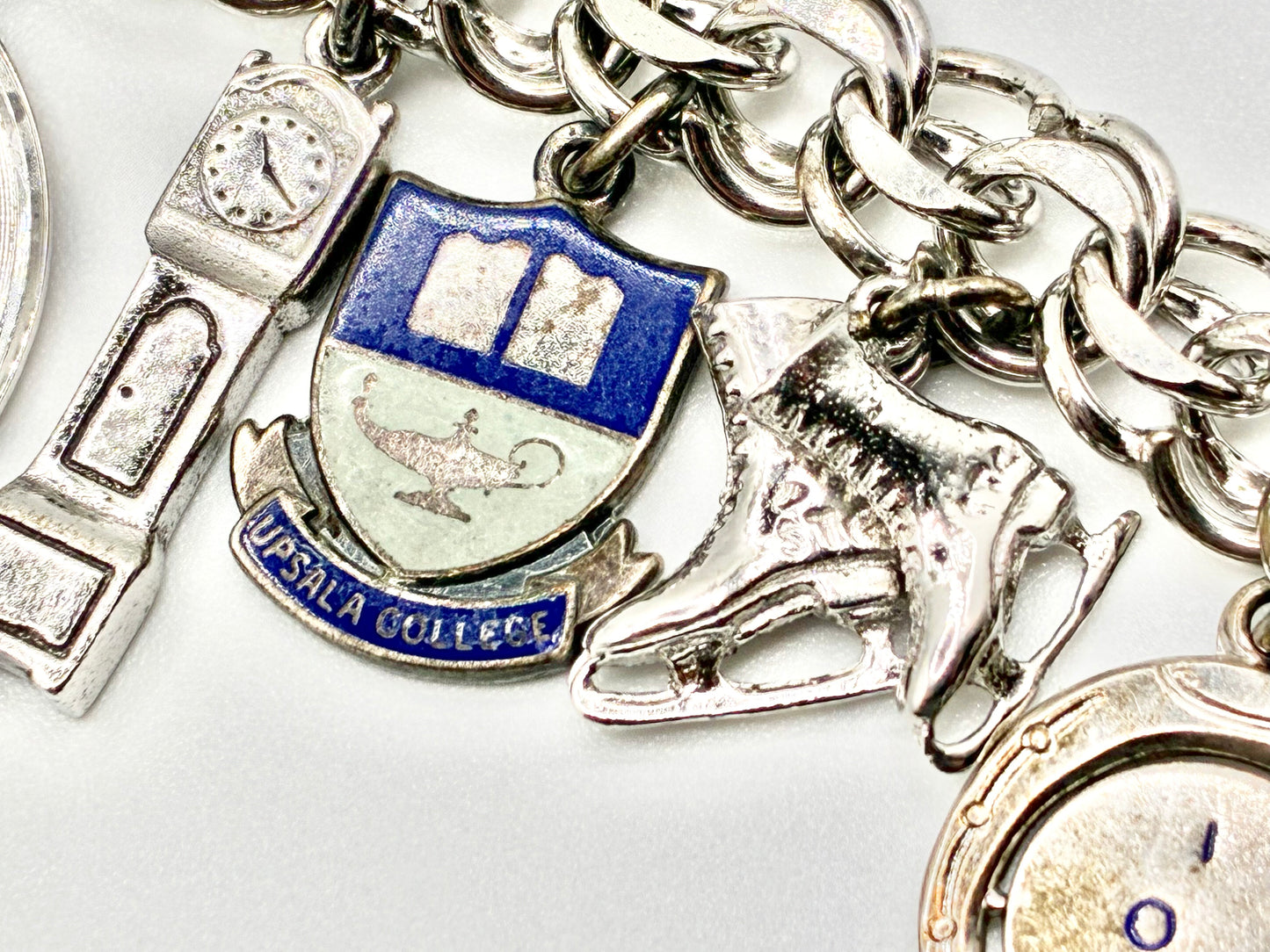 Sterling Silver Charm Bracelet — 6.5" with 13 Sterling Charms