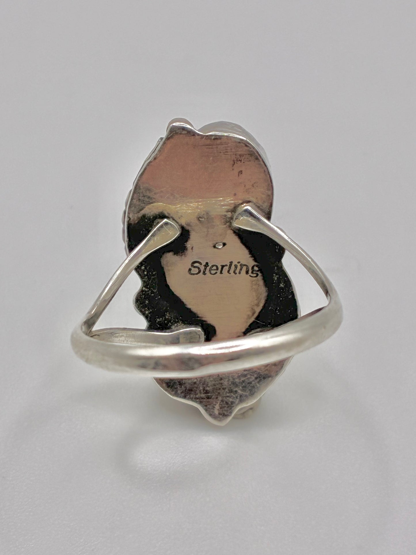 Sterling Silver Turquoise Leaf Navajo Ring - Size 6.75