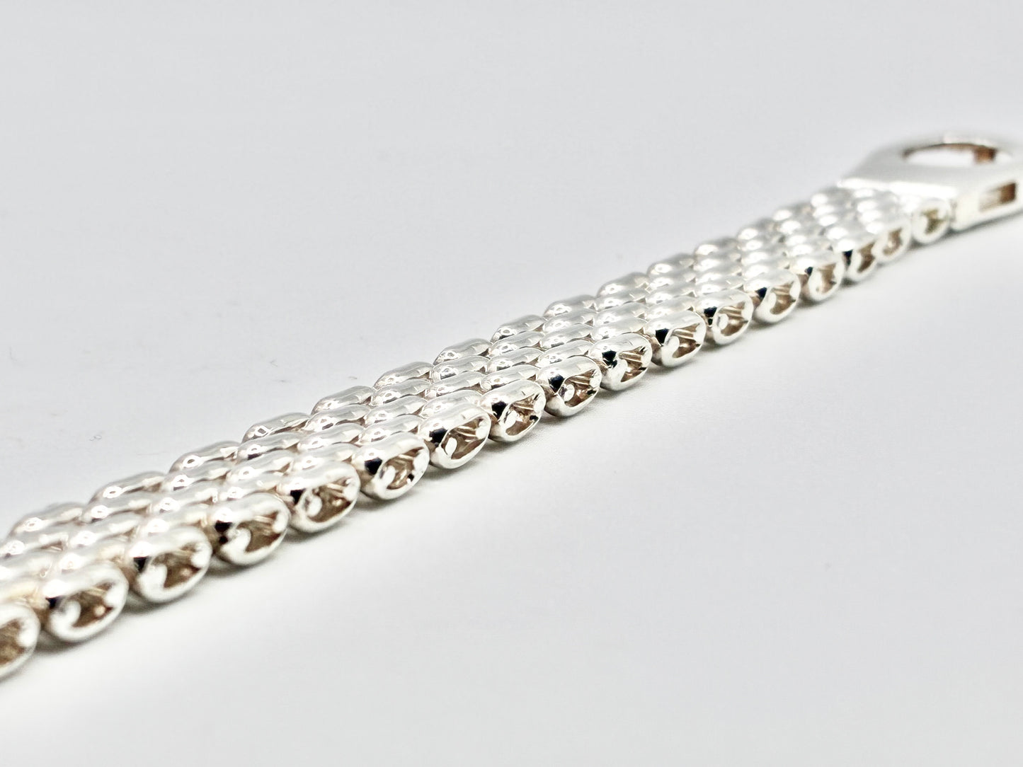Italian Sterling Silver Triple-Row Link Bracelet – 7.25”