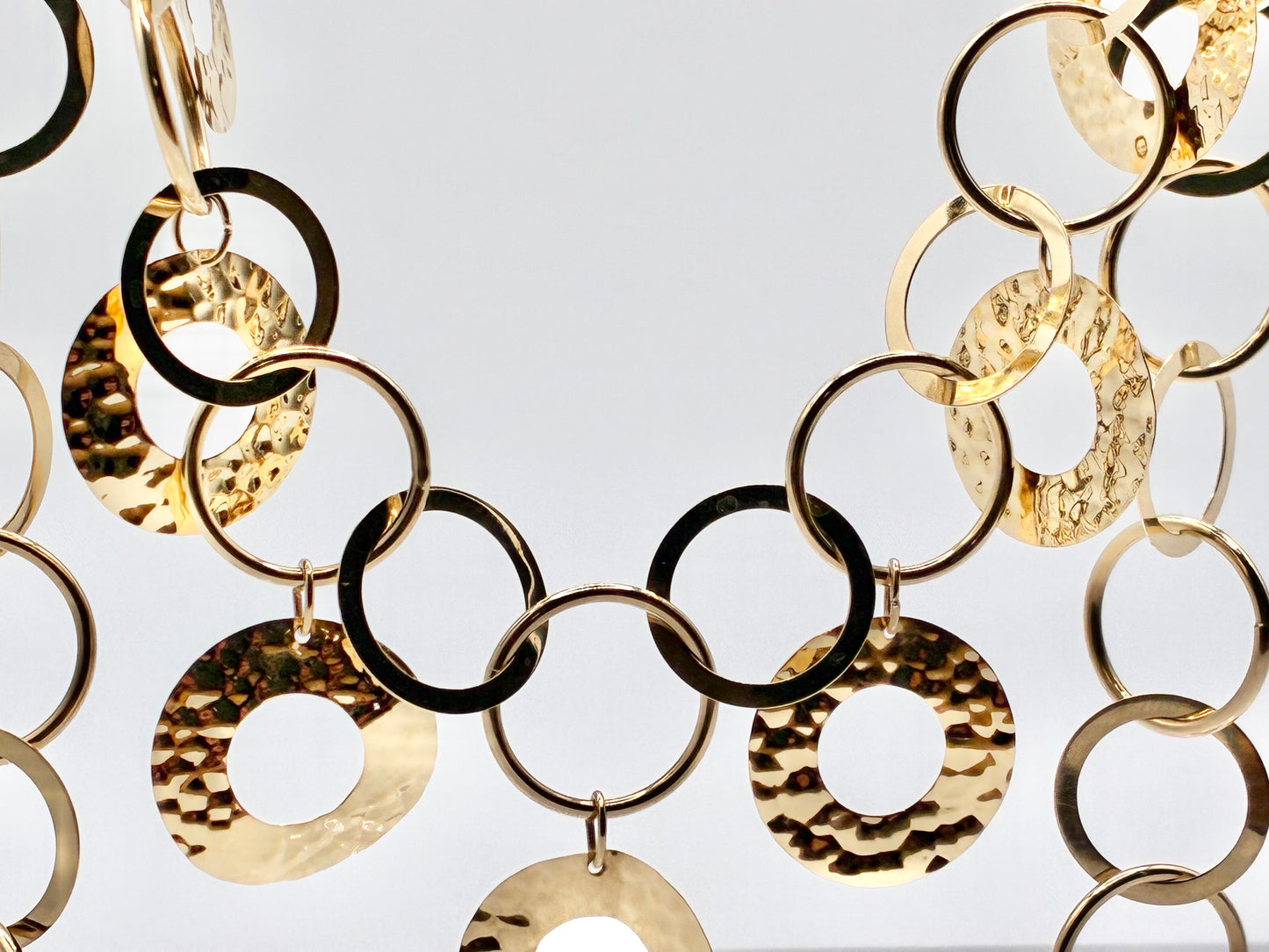 14K Yellow Gold Hammered Disc & Link Necklace — 17.5"