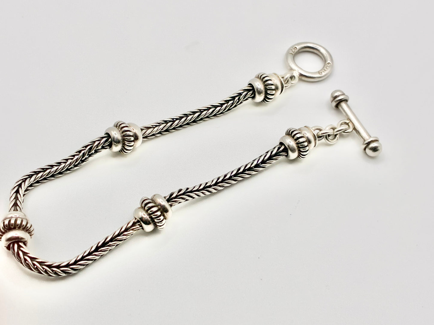 Ilaria 925 Sterling Silver Cable Station Bracelet — 8"