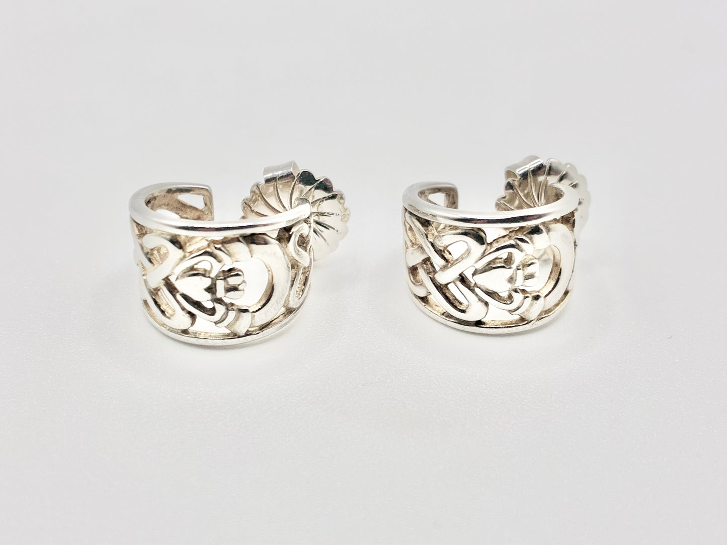 Irish 925 Sterling Silver Celtic Knot Half-Hoop Earrings