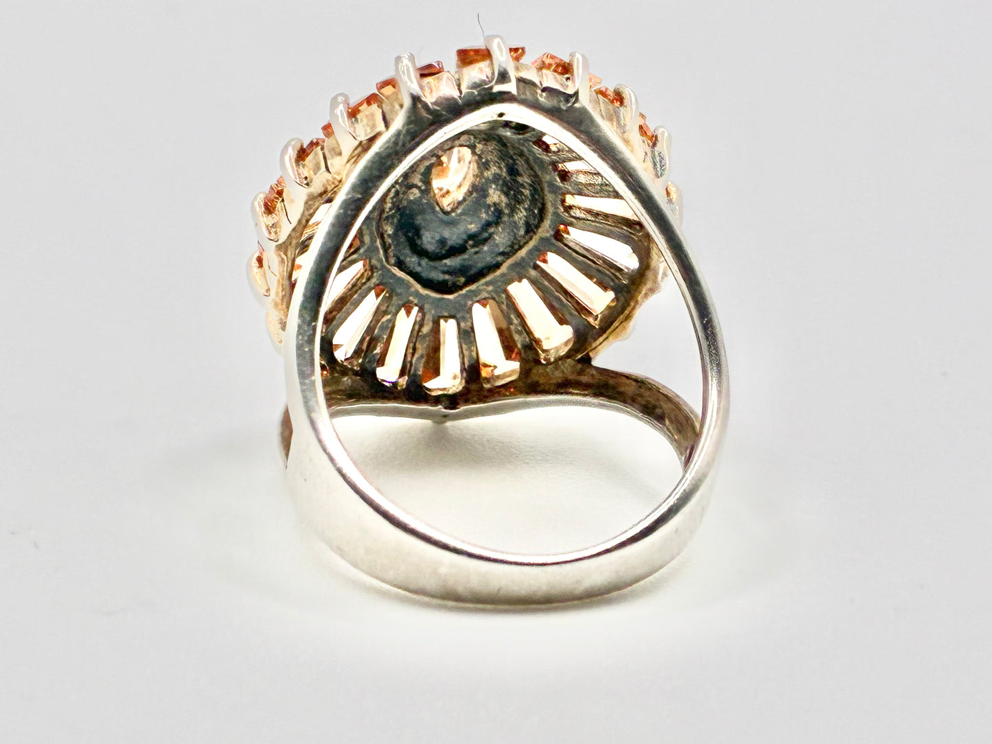 Sterling Silver Sunburst Cocktail Ring - Size 5.75