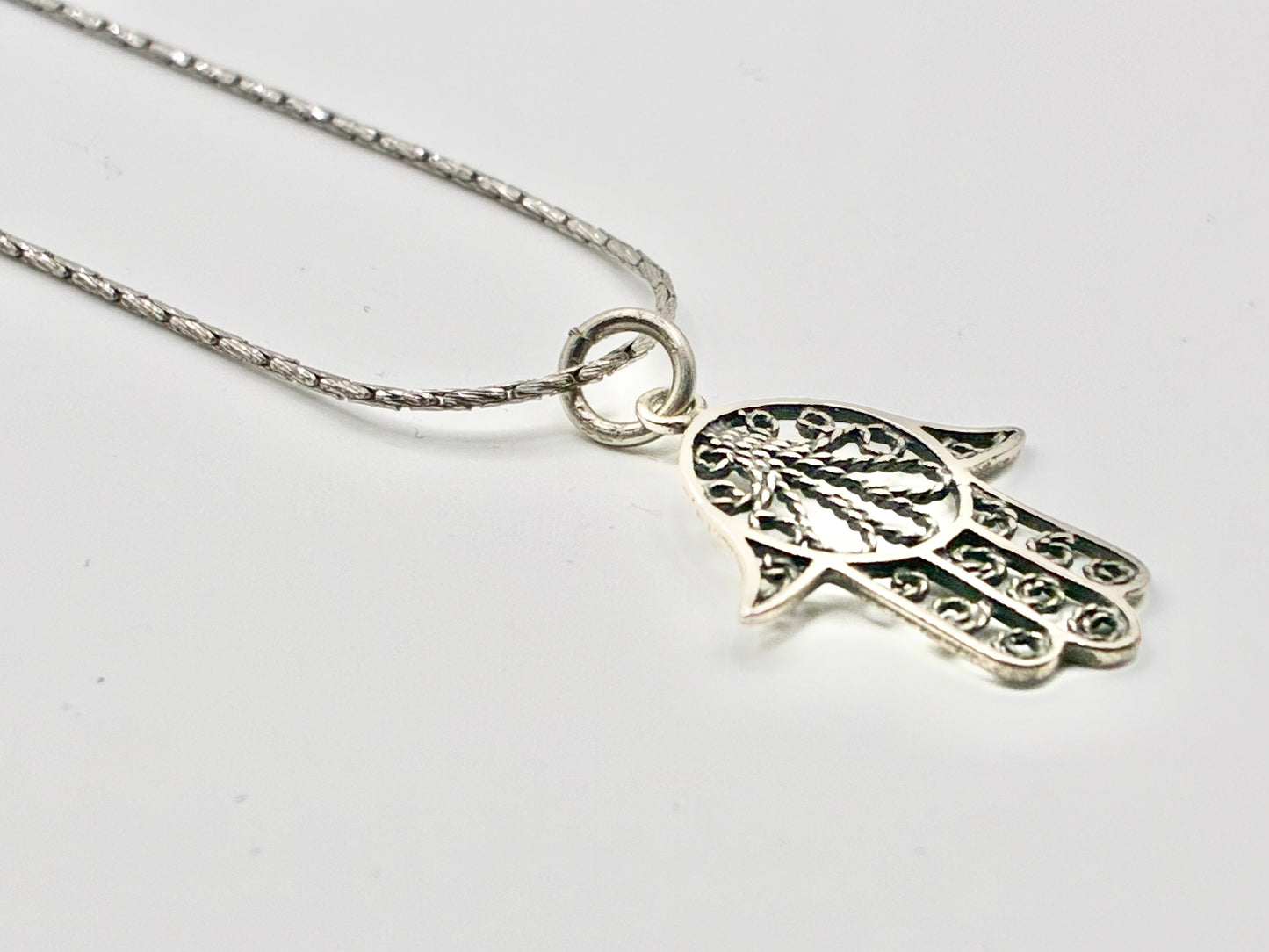 Sterling Silver Hamsa Pendant & Italian 925 18” Chain