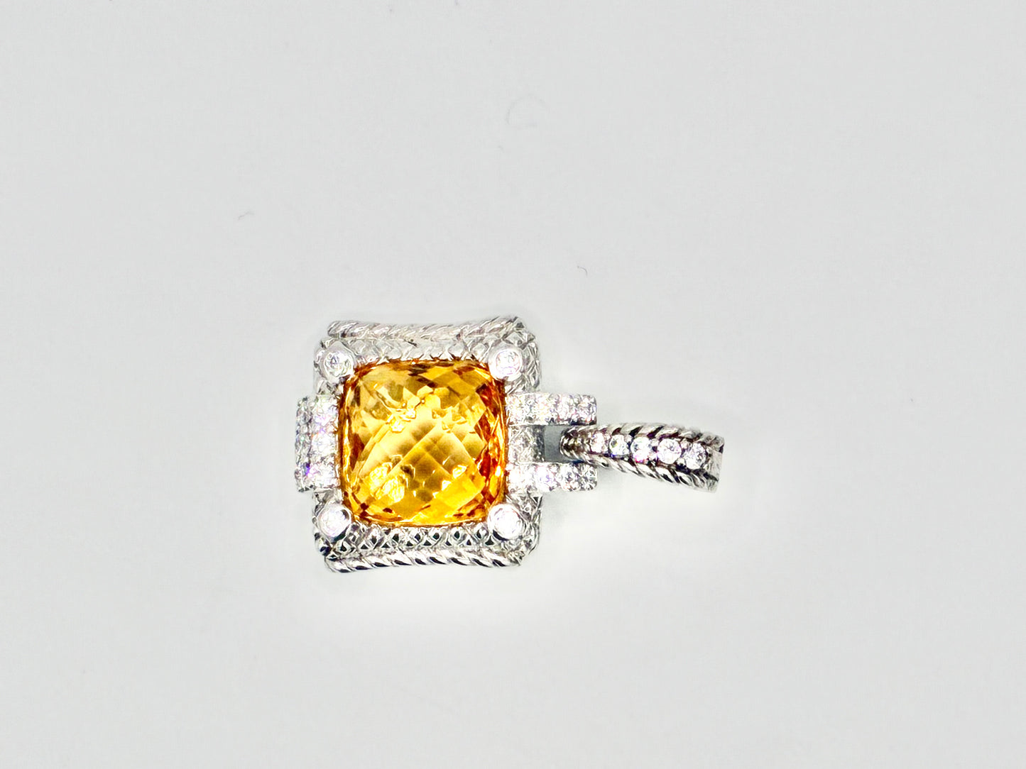 Judith Ripka Sterling Silver Citrine-Color Cushion Pendant