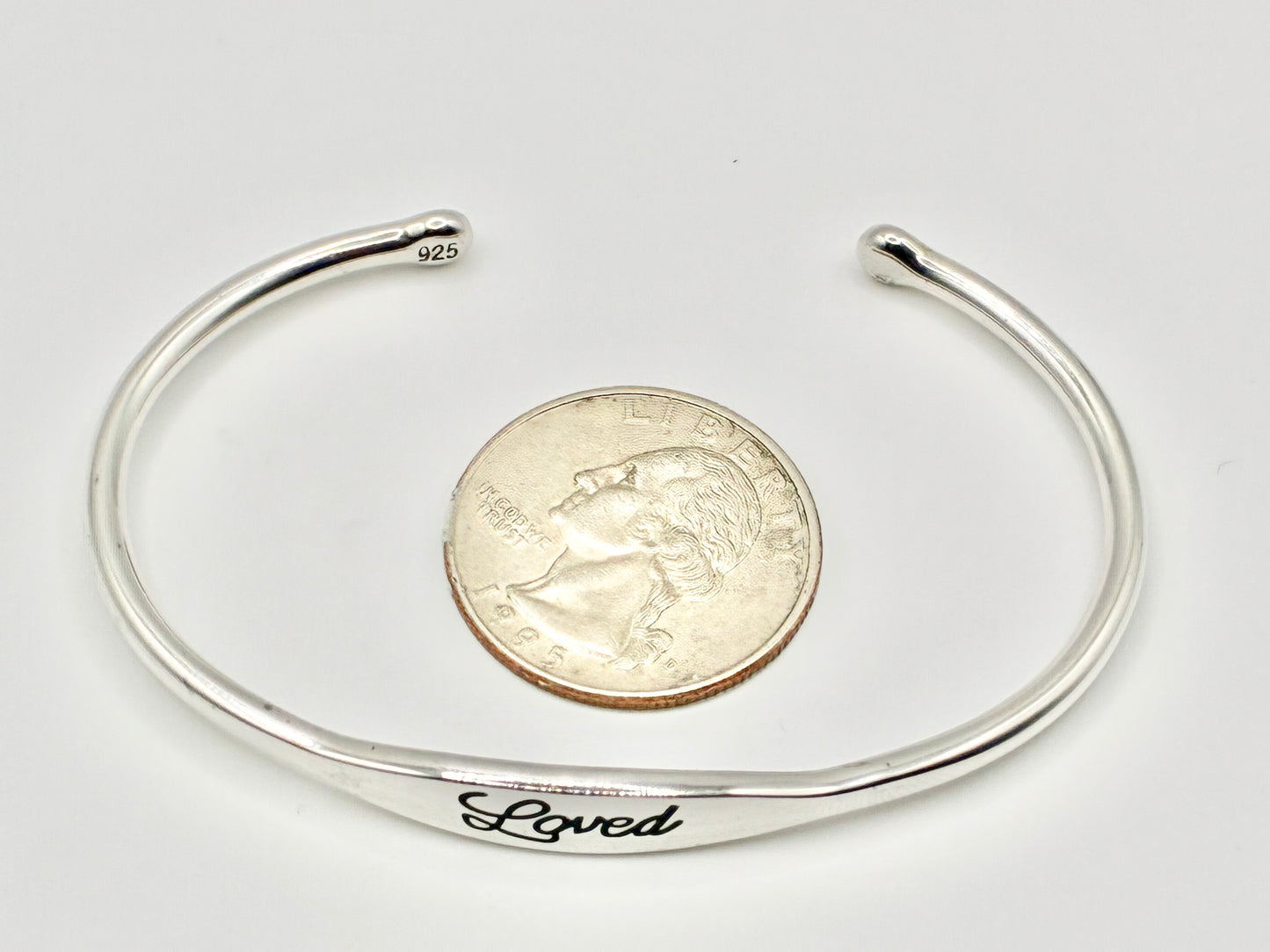 Sterling Silver 925 “Loved” Cuff Bracelet