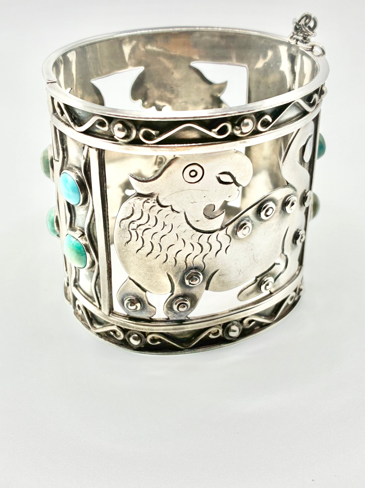 Silver Openwork Panel Cuff Bracelet