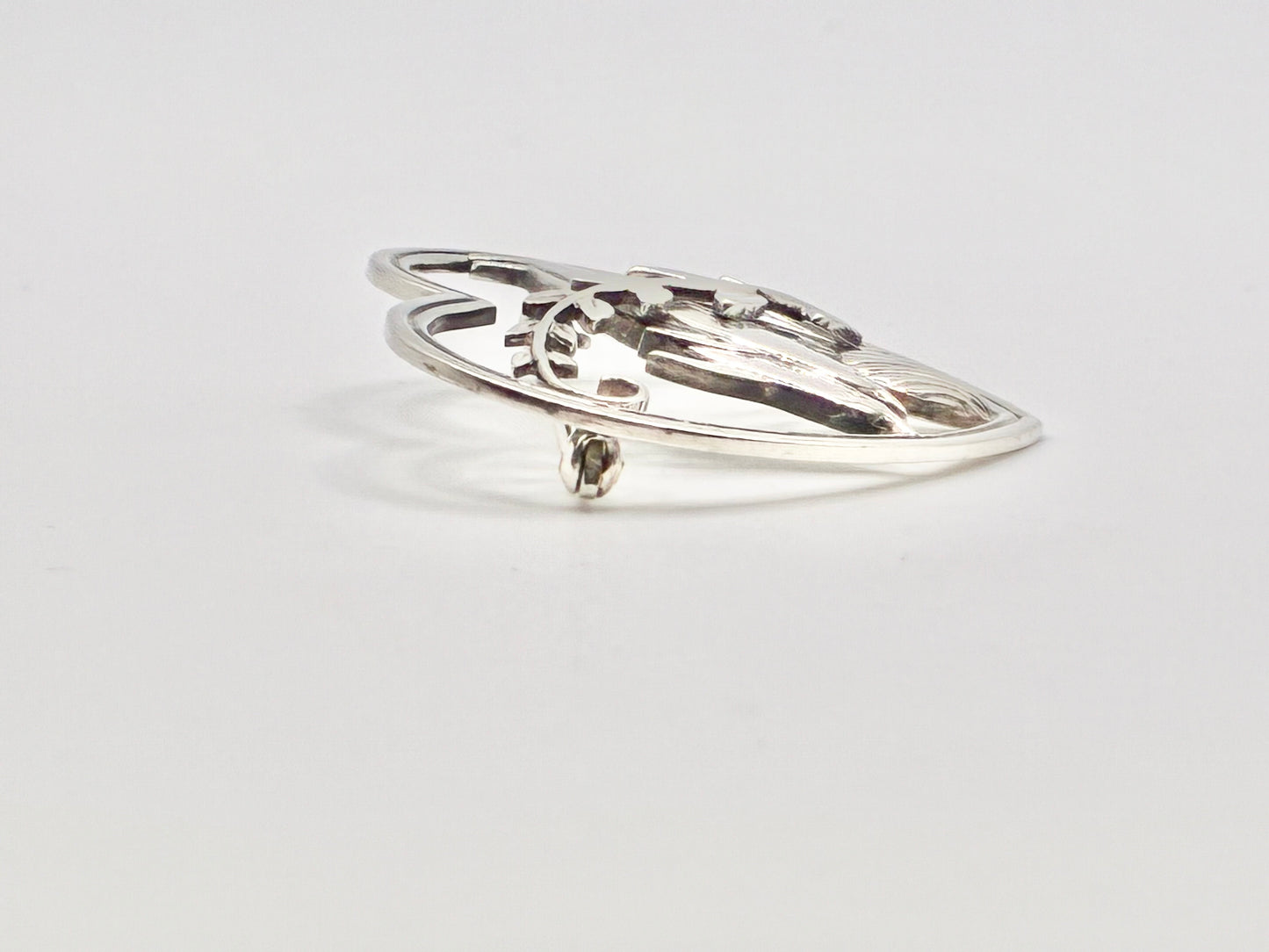 Georg Jensen Sterling Silver Brooch #312 “Dolphins in Heart” 925S Denmark