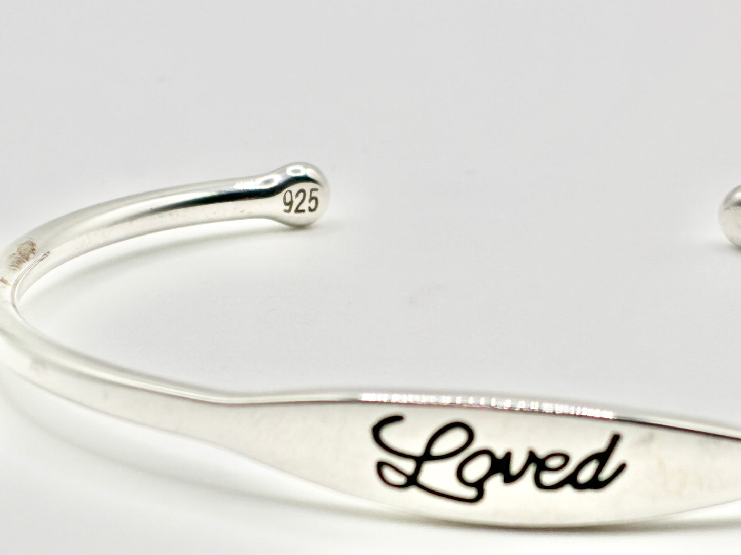 Sterling Silver 925 “Loved” Cuff Bracelet