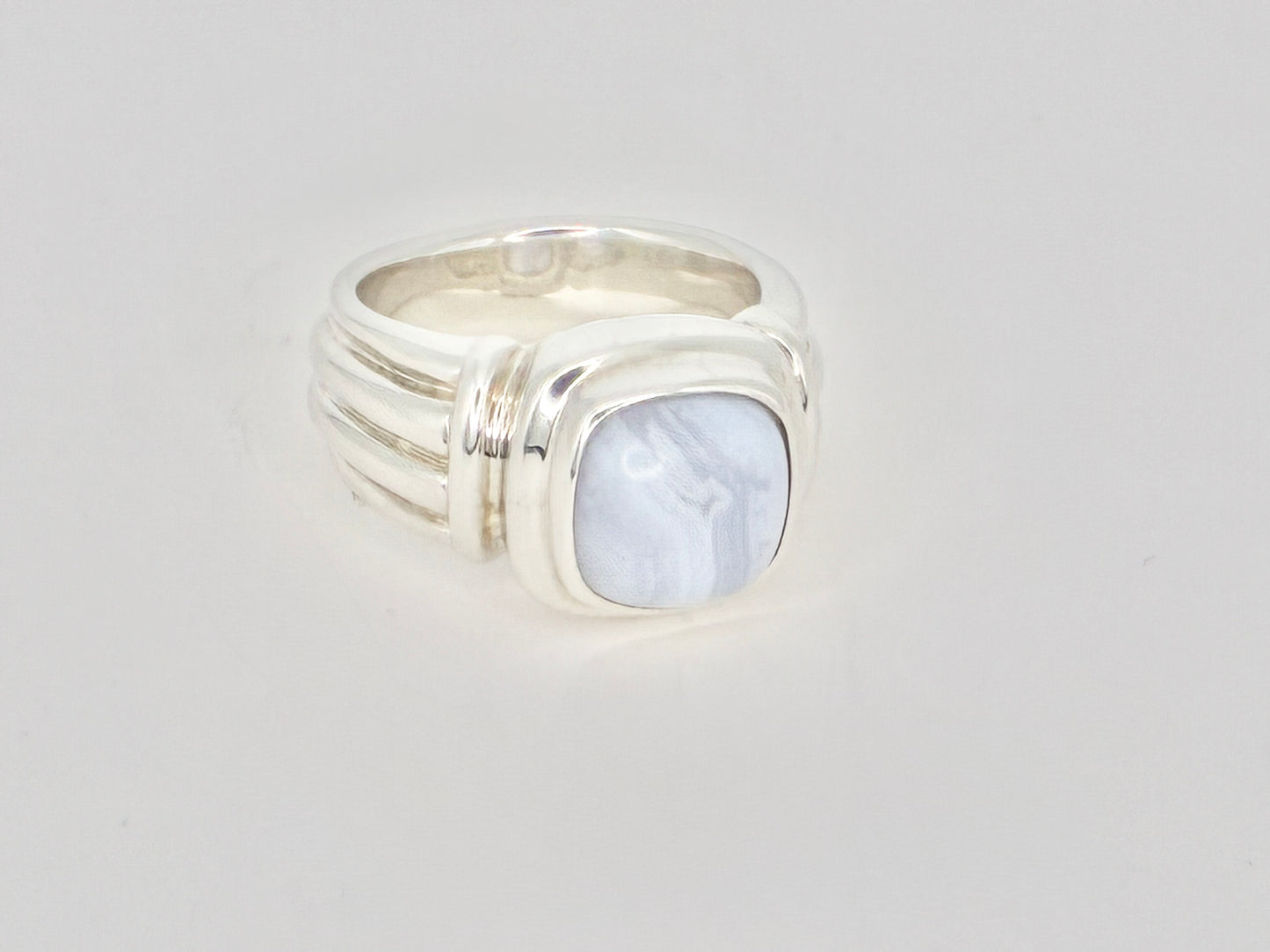 J. Esposito Sterling Silver Ring with Natural Blue Lace Agate — Size 7