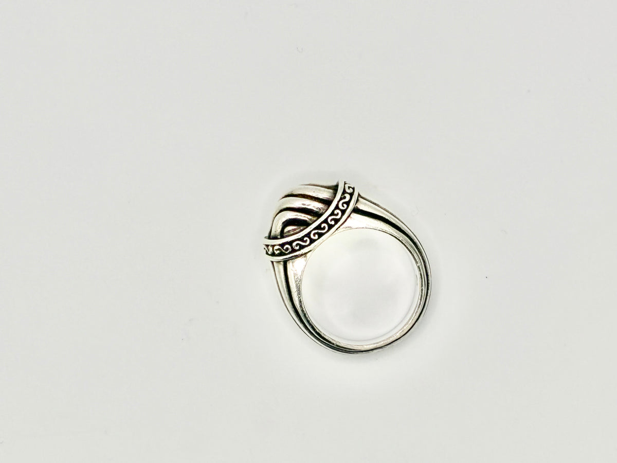 Brighton Sterling Silver Ribbed Dome Ring – Wrapped Knot & Scrollwork – Size 8