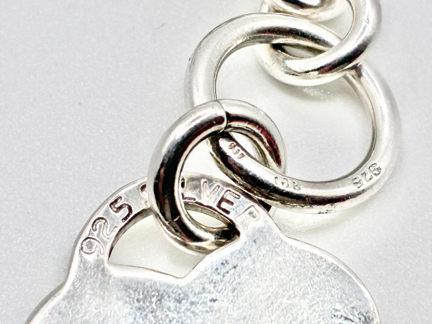 Sterling Silver Heart Tag Rolo Bracelet – 8”