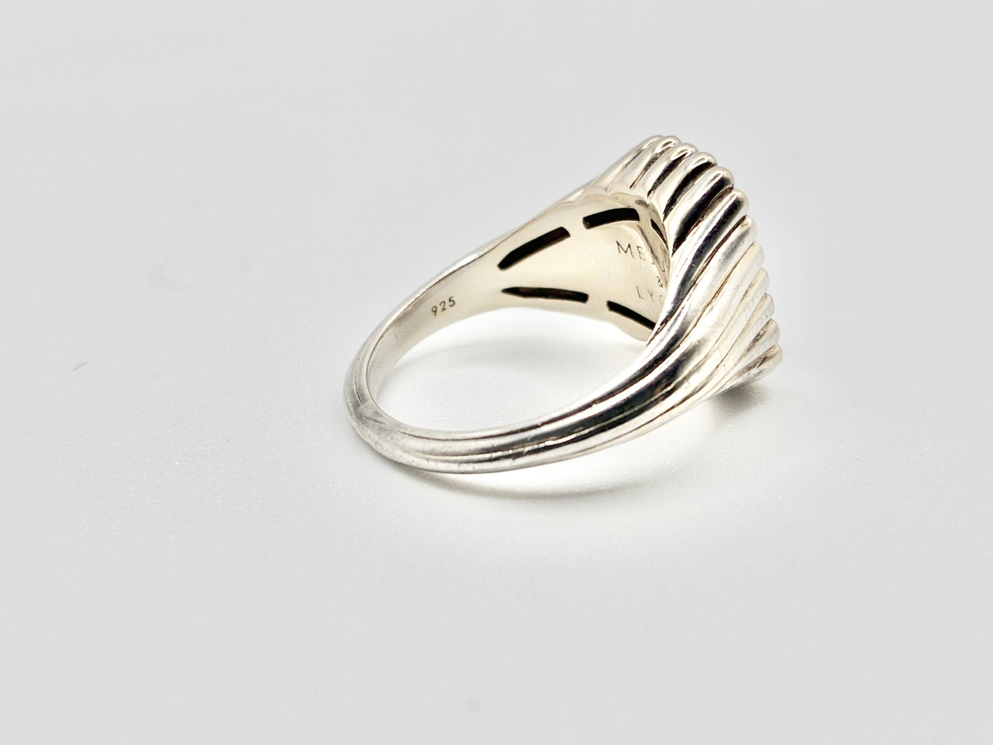 Sterling Silver Black Onyx Beaded-Edge Ring — Size 5