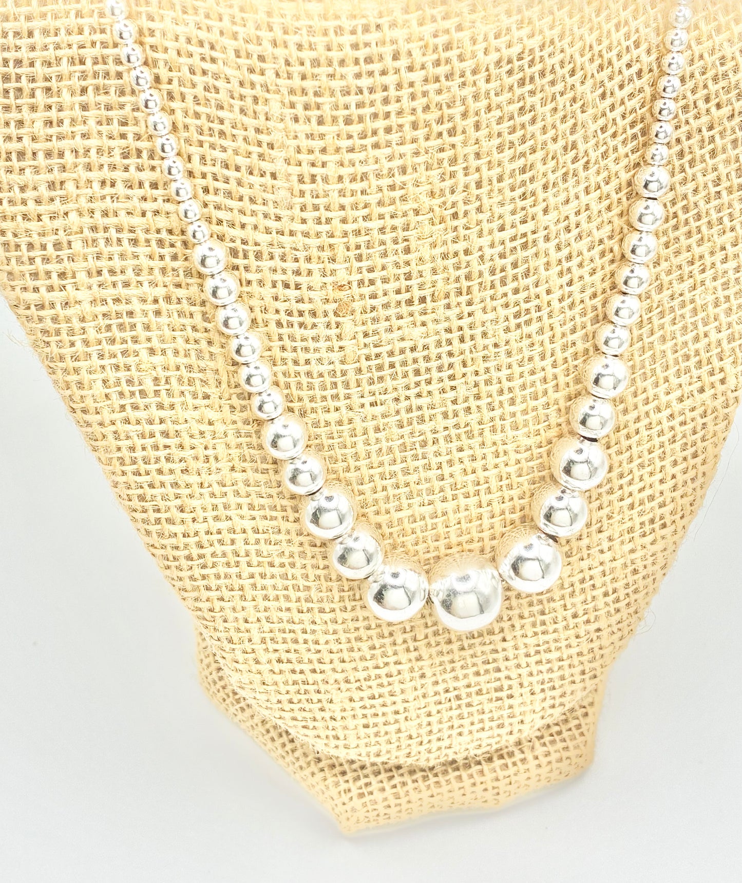 Thai 925 FAS Sterling Silver Graduated Bead Necklace – 18"