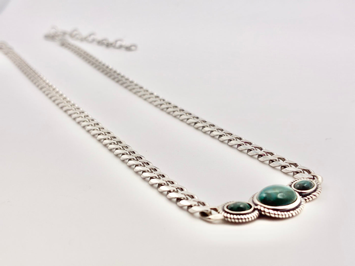 925 PZ Israel Green Cabochon Pendant & Necklace