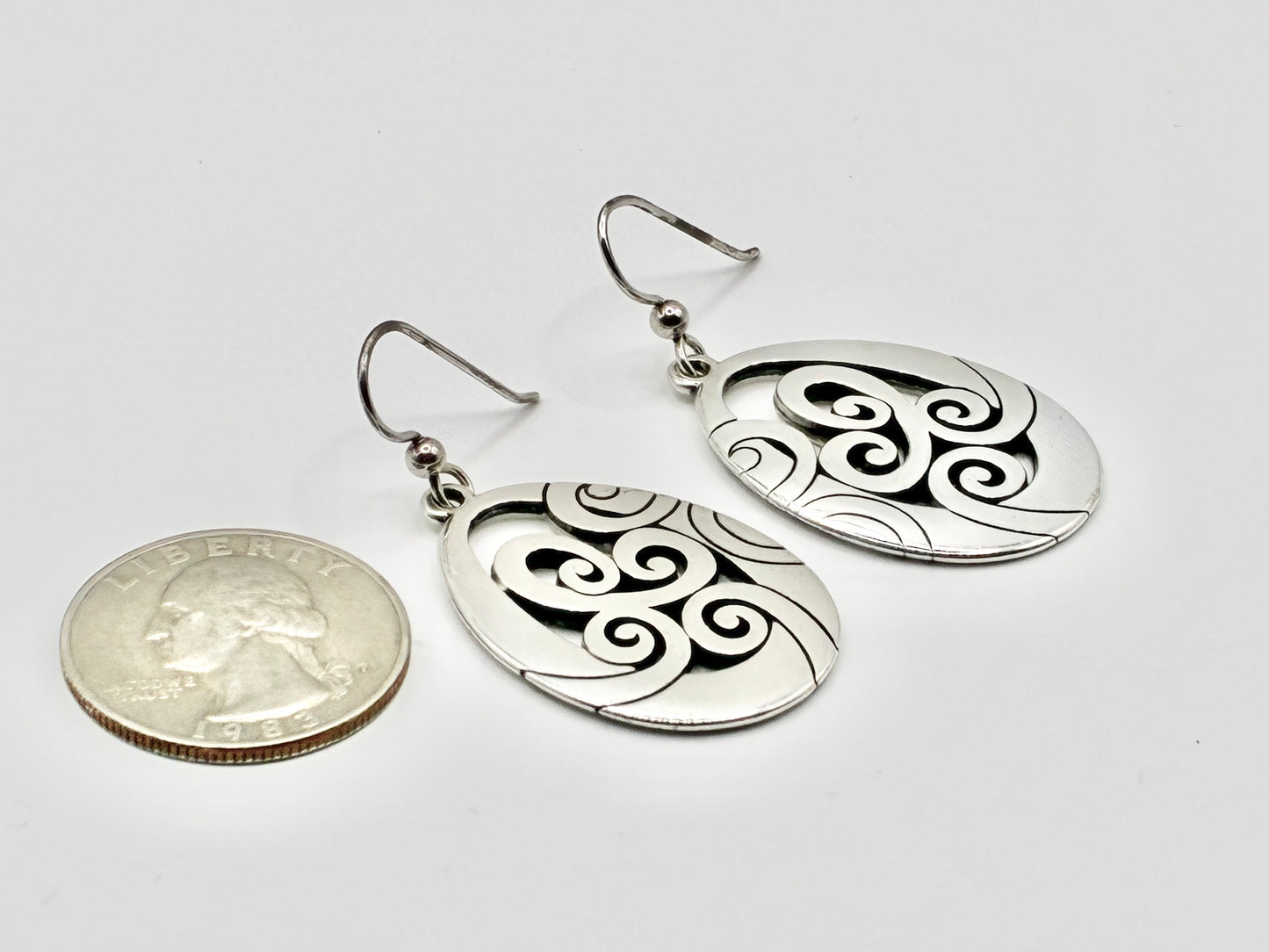Brighton "Mingle" Scroll French Wire Earrings Silver Tone Openwork Dangle