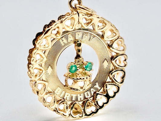 14K Yellow Gold “Happy Birthday” Heart-Frame Charm — 1"