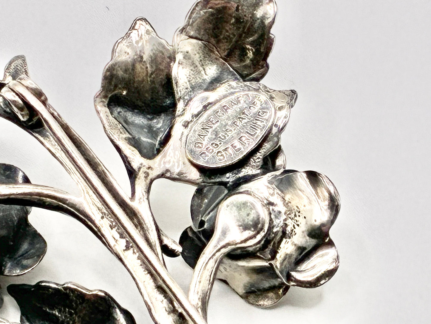 Danecraft Sterling Silver Twin Rose Brooch Large Floral Statement Pin