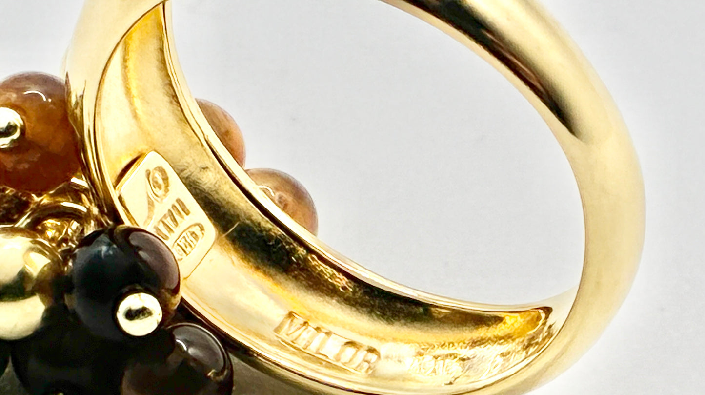 Milor Italy 925 Gold-Tone Sterling Silver Cluster Ring