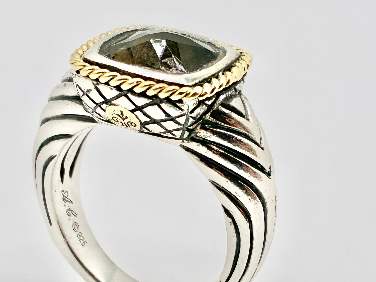 Andrea Candela Sterling & 18K Gold Smoky Quartz Ring – Size 7