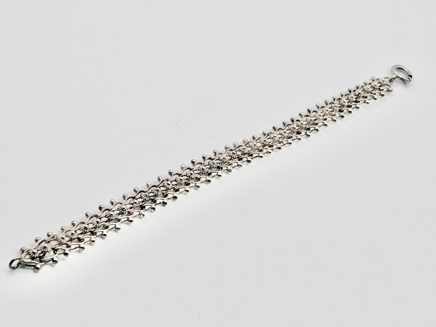 Sterling Silver Floral Lace Bracelet — 7.5"