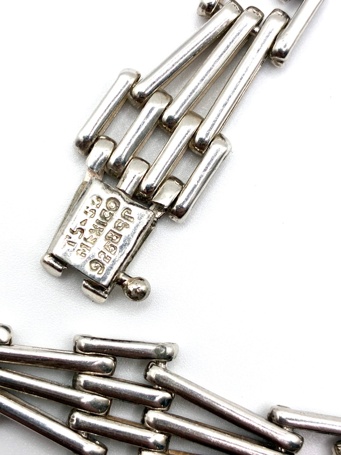 925 Sterling Silver Mexico Articulated Bar-Link 17" Necklace