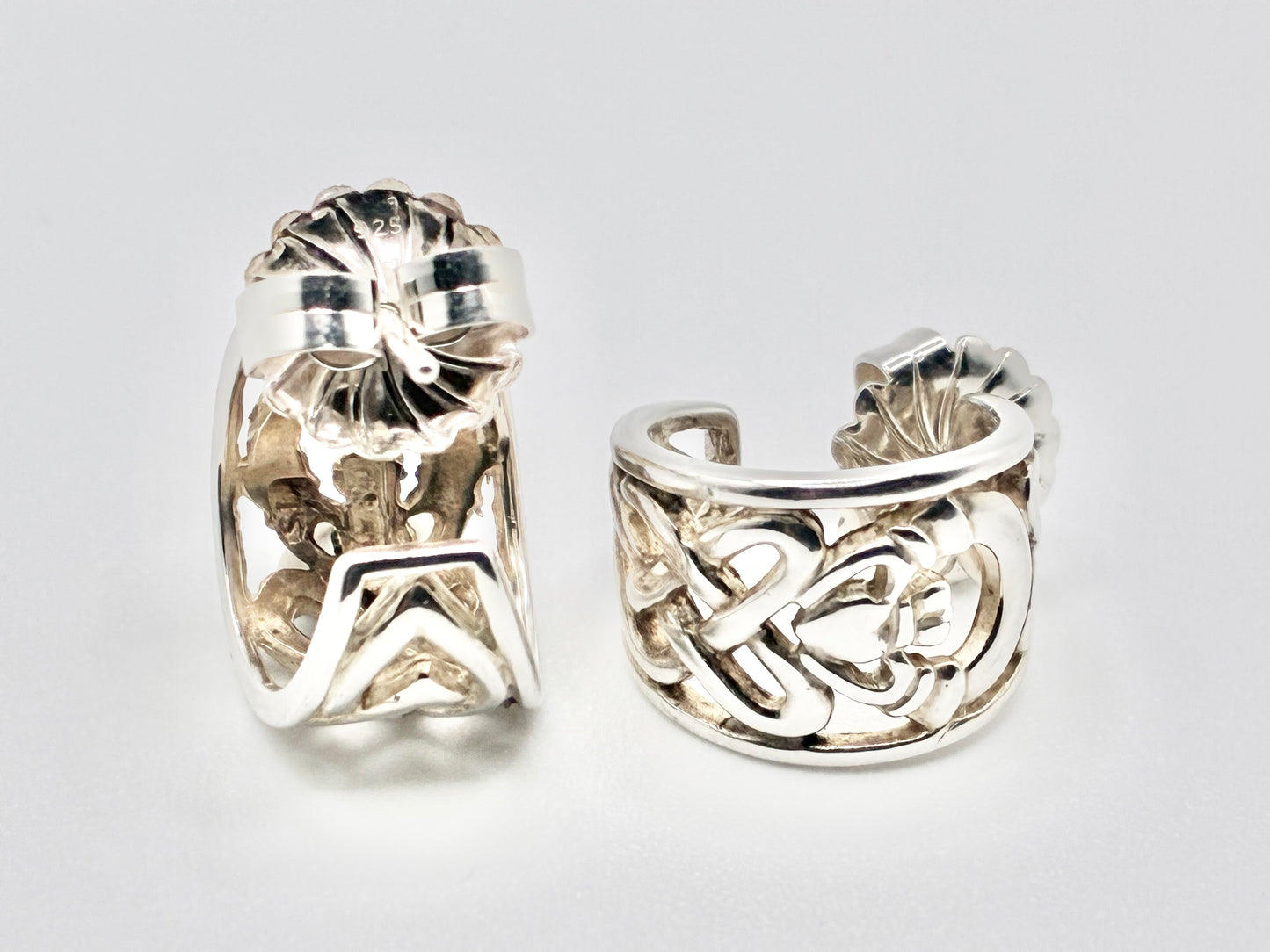 Irish 925 Sterling Silver Celtic Knot Half-Hoop Earrings