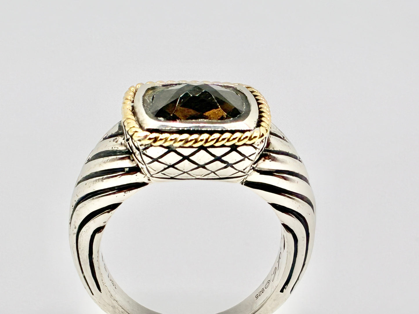 Andrea Candela Sterling & 18K Gold Smoky Quartz Ring – Size 7