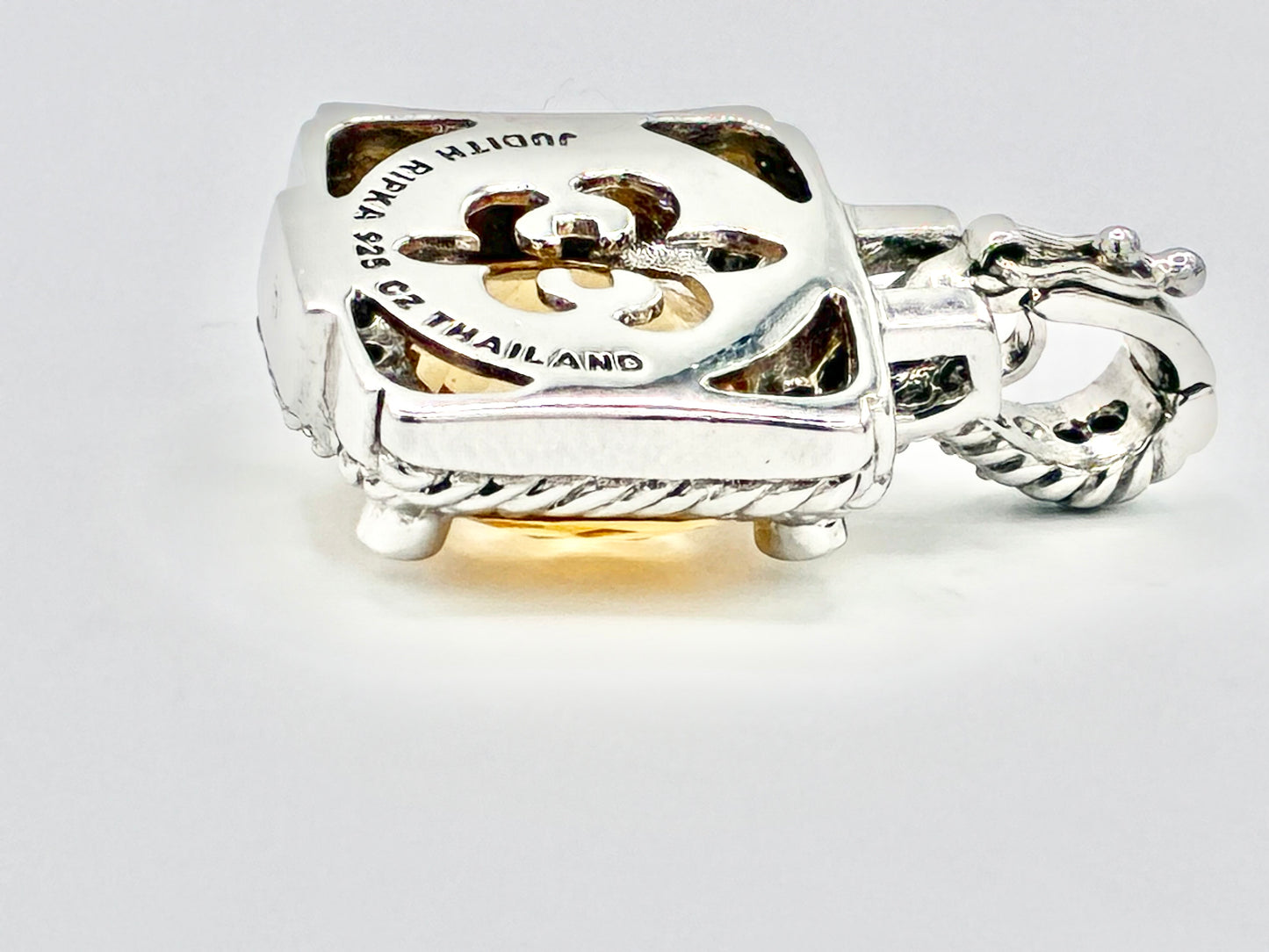 Judith Ripka Sterling Silver Citrine-Color Cushion Pendant