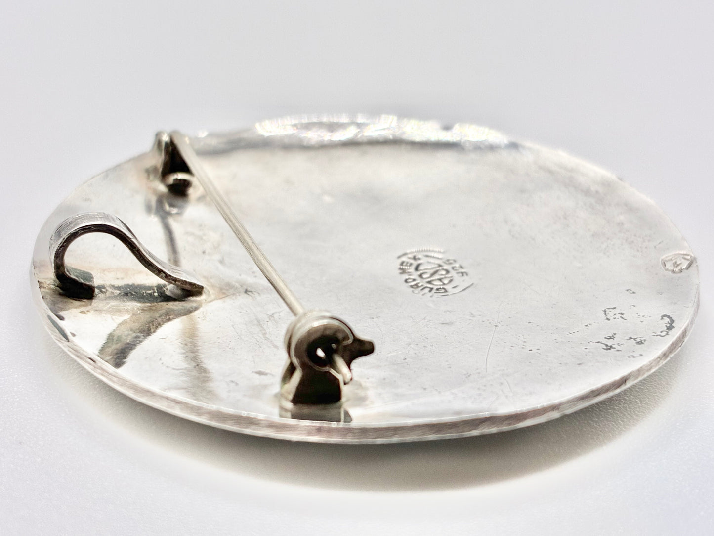 Mexican Sterling Silver Mosaic Pendant/Brooch