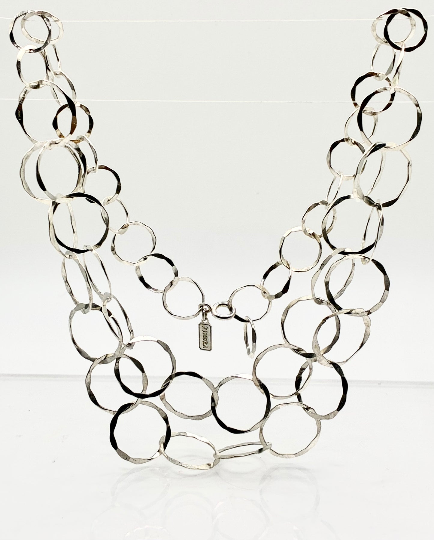 925 Sterling Silver FINORA Double-Row Circle Link Necklace 17"