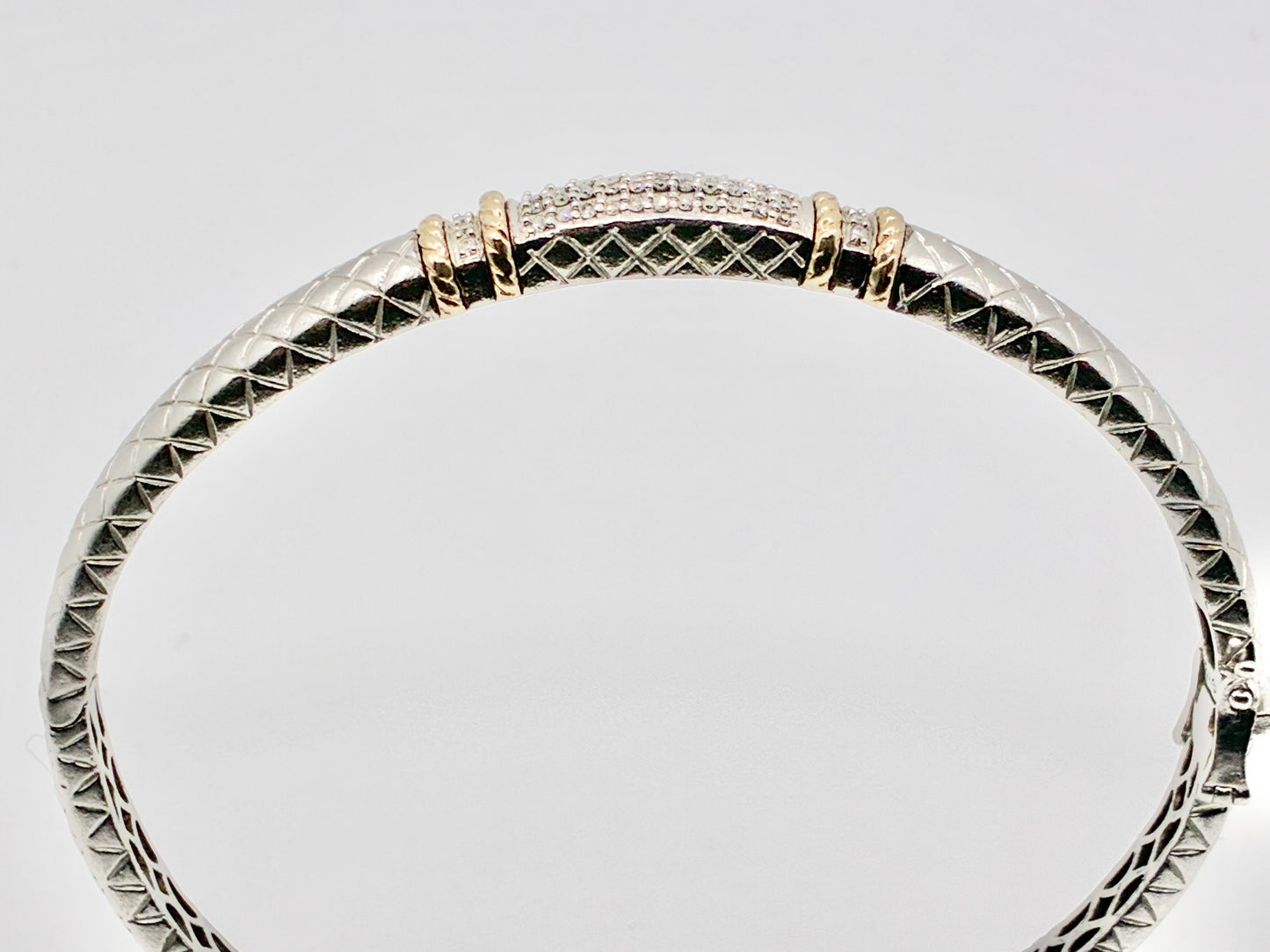 Andin International — 925 & 14K Diamond Bangle Bracelet