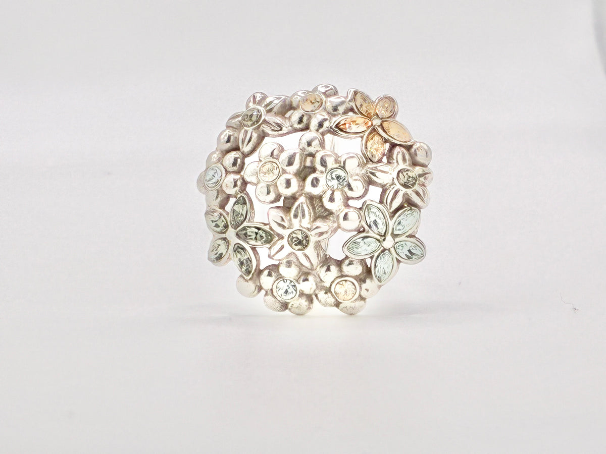 Brighton Multicolor Crystal Floral Bouquet Statement Ring - Size 8