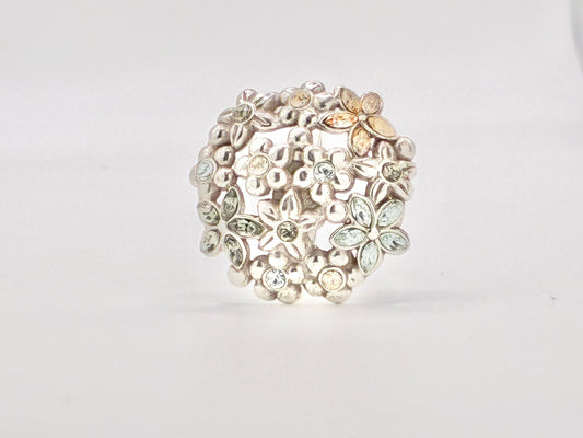 Brighton Multicolor Crystal Floral Bouquet Statement Ring - Size 8