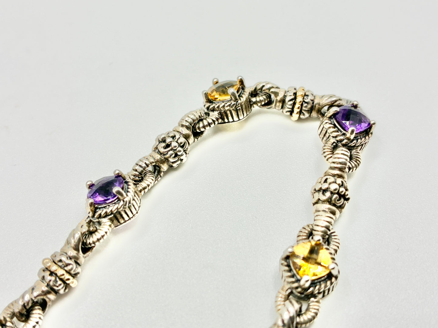 Sterling Silver & 14K Gold Accents Gemstone Bracelet — 7"