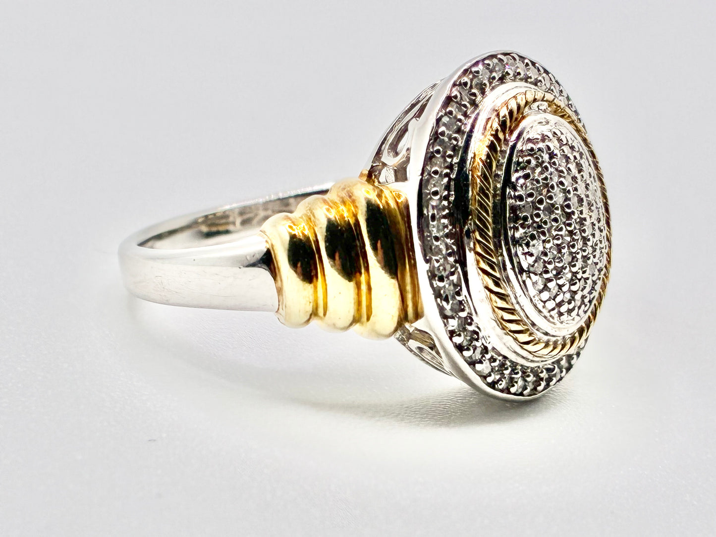 JWBR Sterling Silver Diamond Pavé Ring – Size 7.25