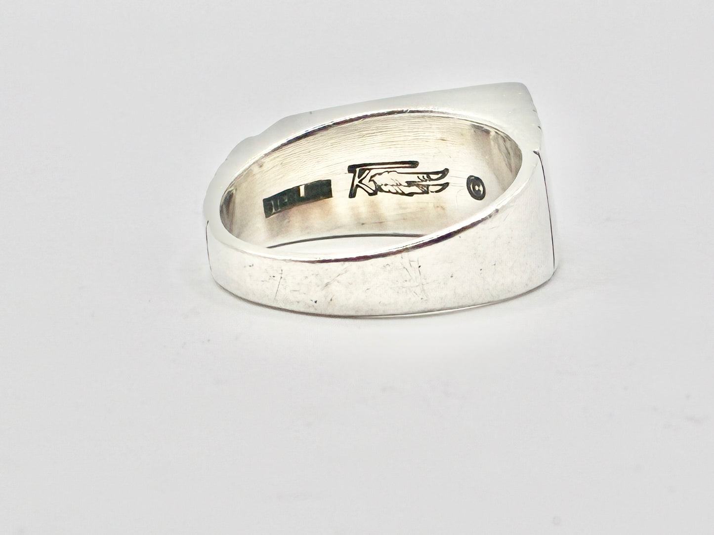 Ray Tracey & I. Segura Sterling Silver Turquoise Inlay Ring — Size 10