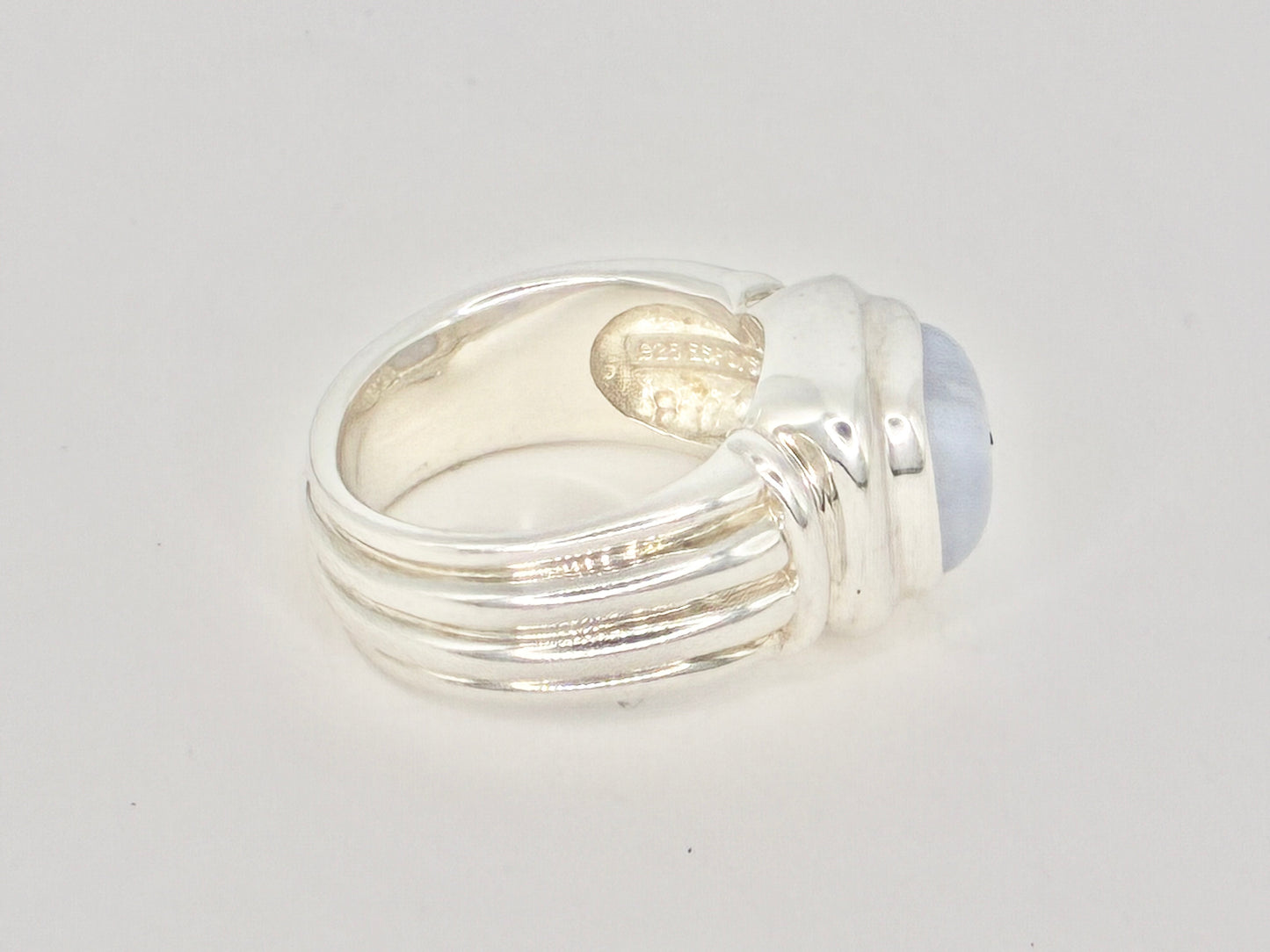 J. Esposito Sterling Silver Ring with Natural Blue Lace Agate — Size 7