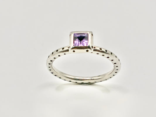 Brighton 925 Sterling Silver Square Purple Ring - Size 8.5