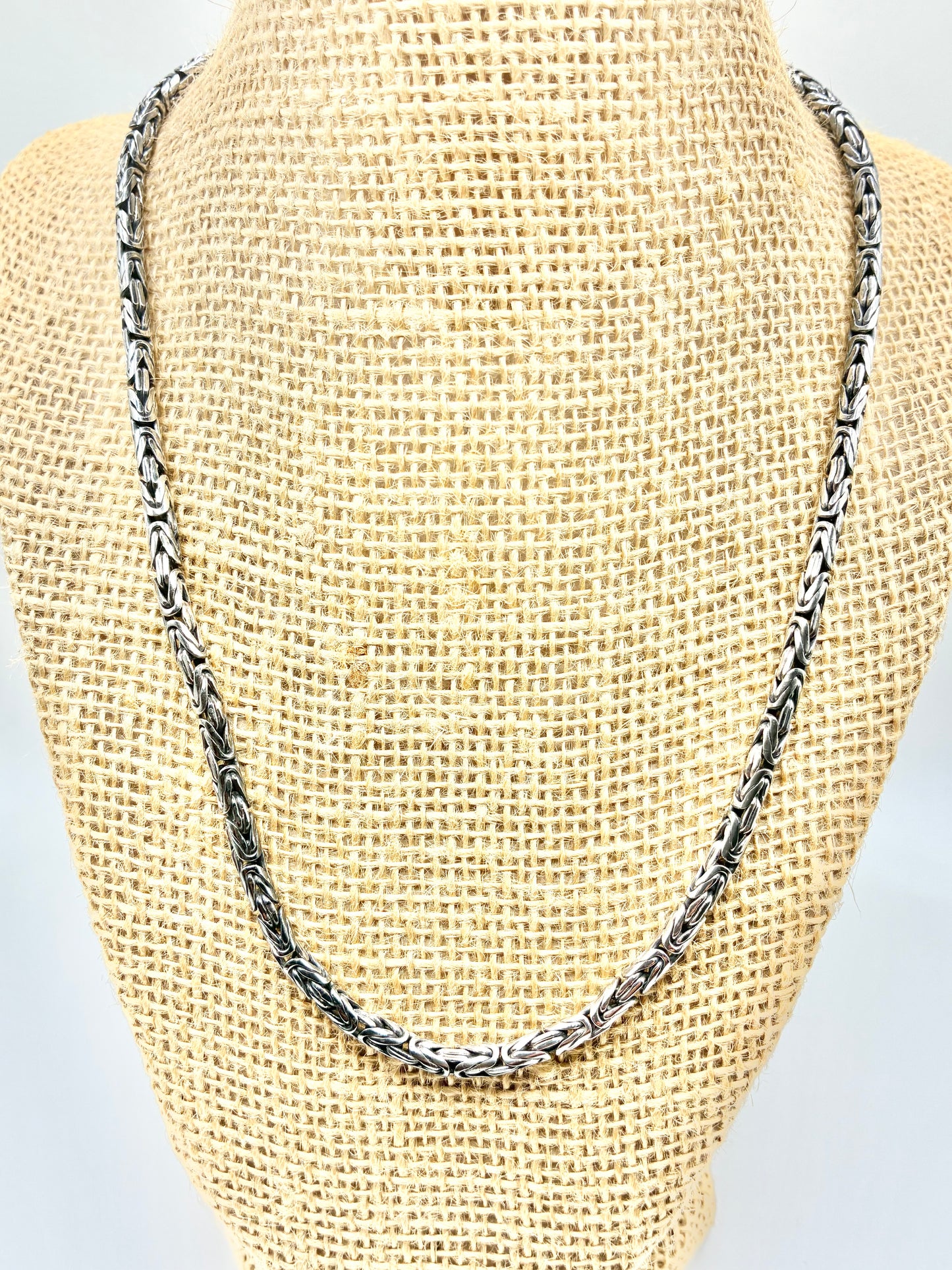 Sterling Silver 925 Bali-Style Woven Chain Necklace — 19.5"