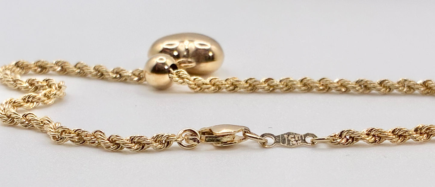 14K Yellow Gold Heart 7" Charm Bracelet