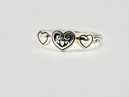 Annika Witt Sterling Silver Triple-Heart Ring — Size 8