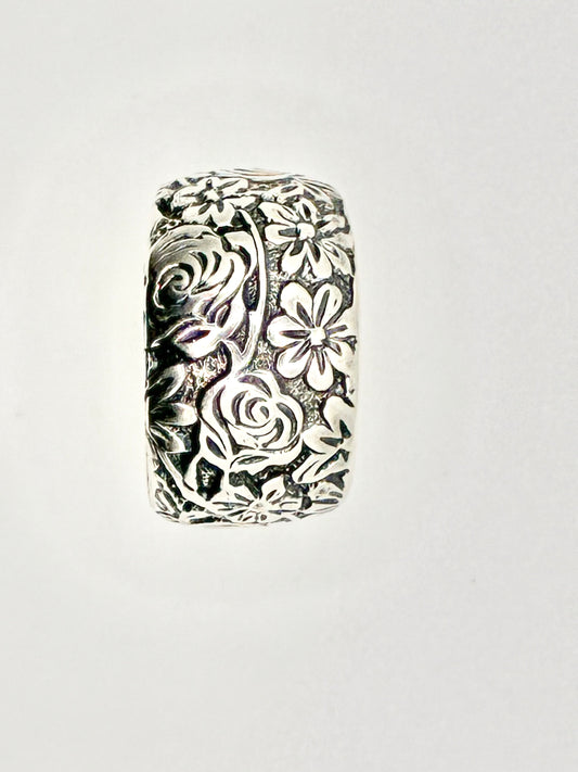 Silpada Sterling Silver Floral Wide Band Ring – Size 8