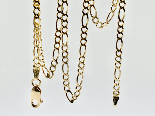 14K Yellow Gold Figaro Chain Necklace — 18"