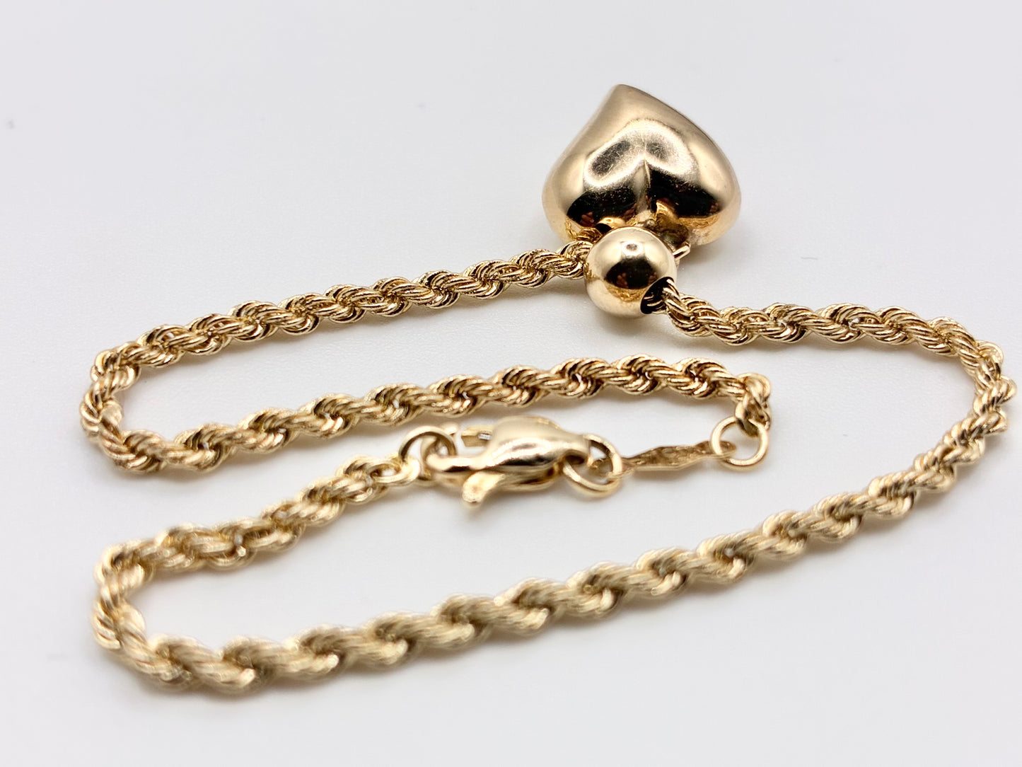 14K Yellow Gold Heart 7" Charm Bracelet